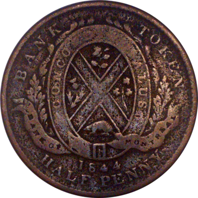 Province of Canada Bank of Montreal Half Penny Image 2